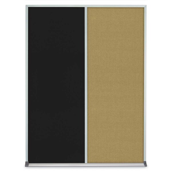 United Visual Products Single Door Radius Plus Corkboard, 36"X UV8002PLUS-SATIN-DBURGU - main
